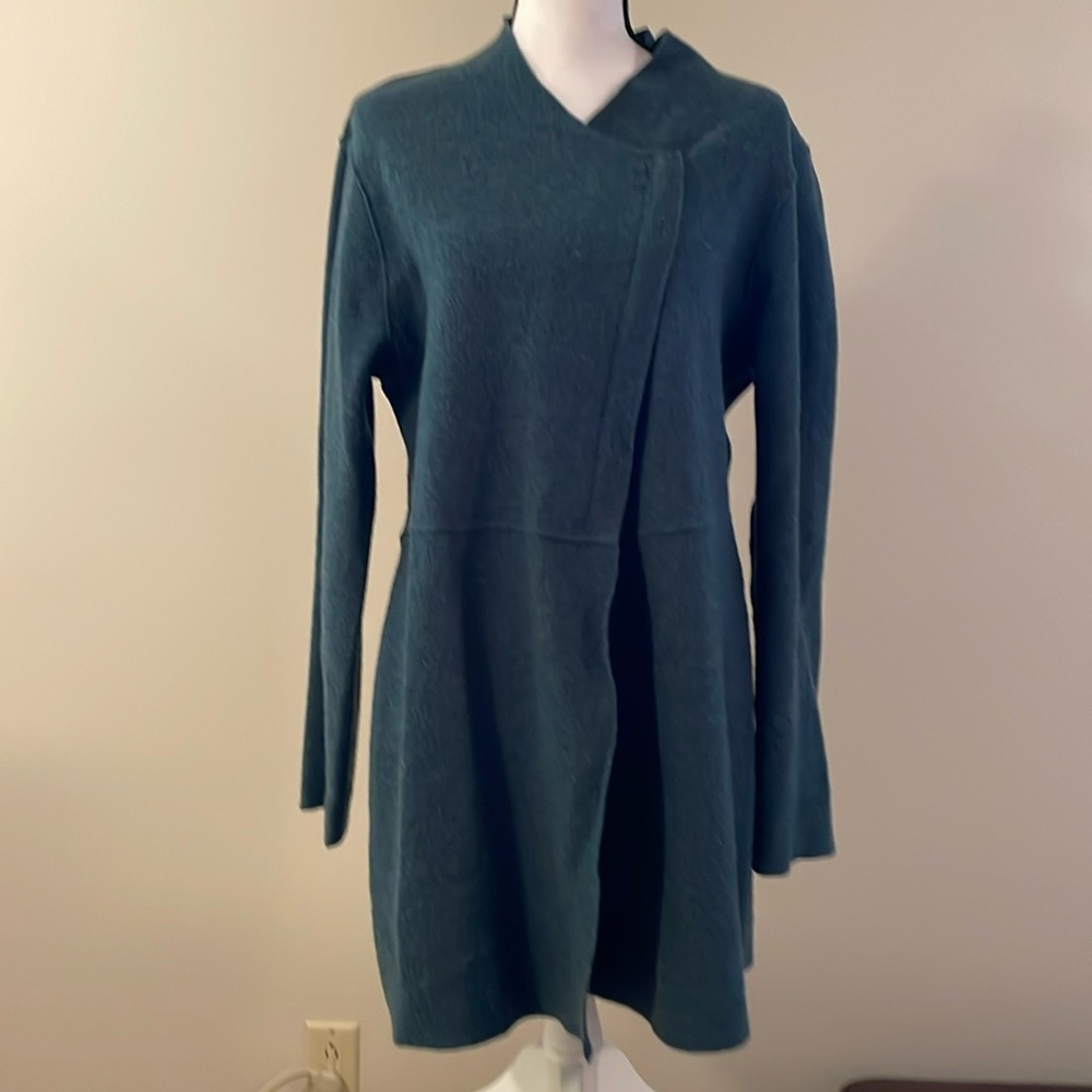 Eileen Fisher | Lightweight Boiled Wool Coat in Green